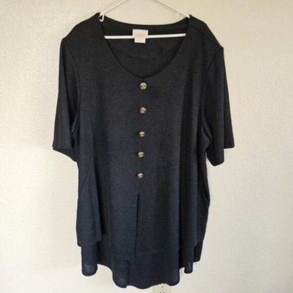 Vintage Roamans Maxi Dress Womens 3X Black Relaxed Polyester Boho Made in USA - Picture 1 of 5